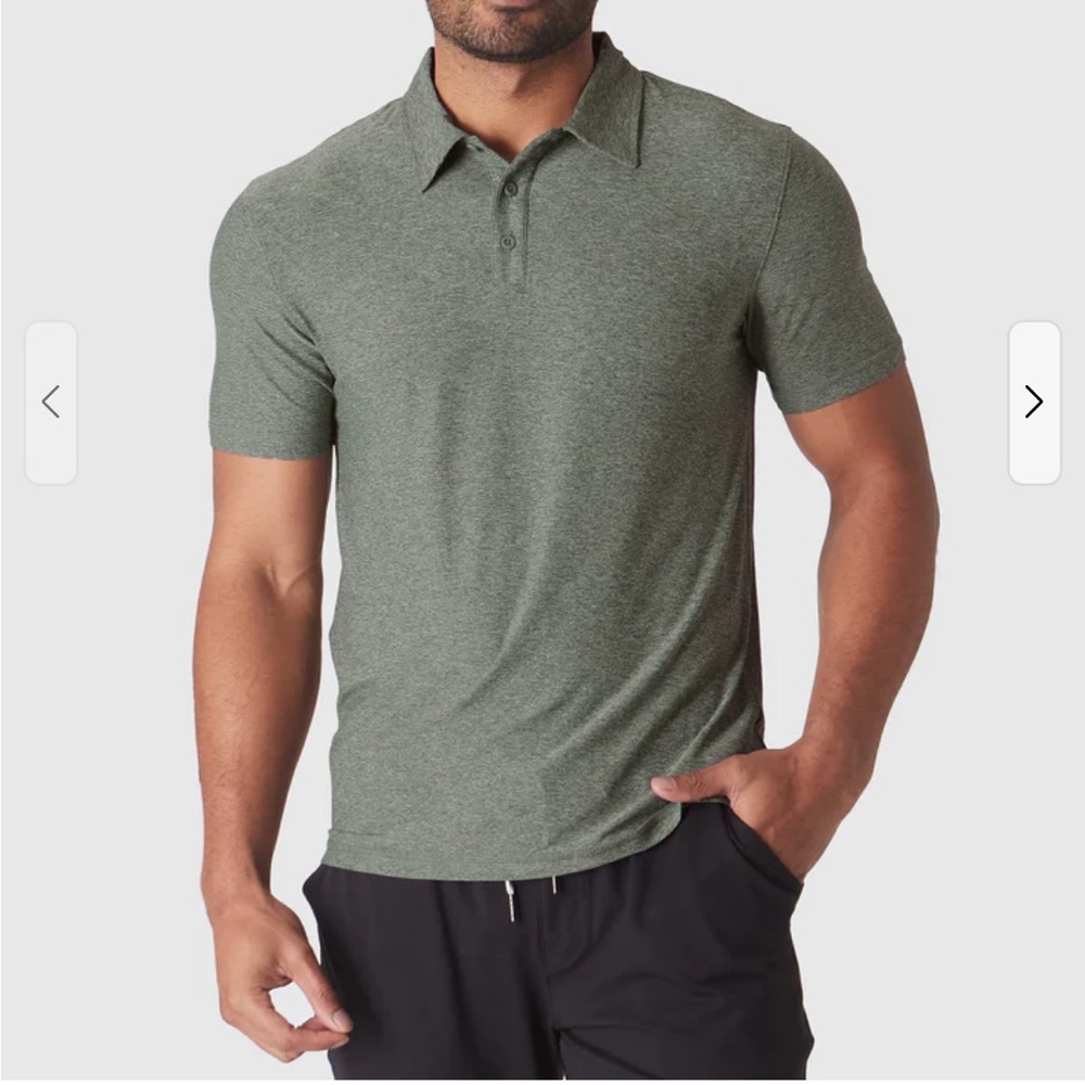 EUC True Classic Green Heather Forest Polo Shirt active athletic size large